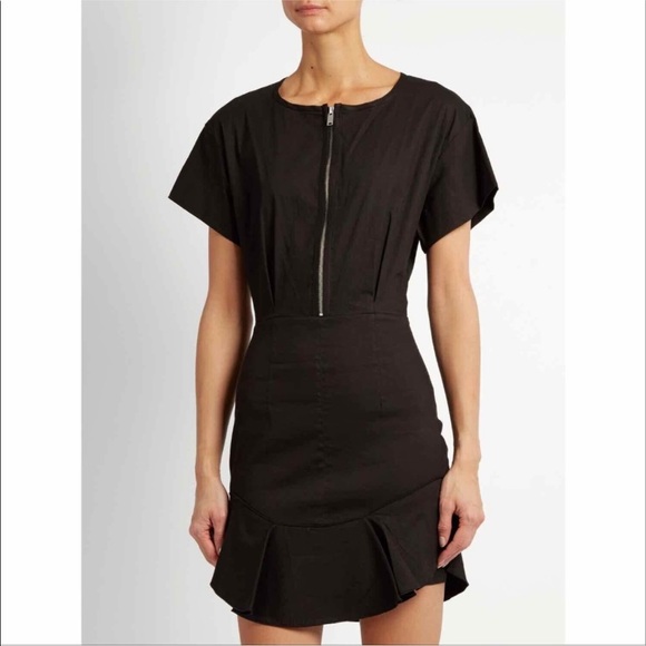 Isabel Marant Black Zip Front Fluted Dress - Picture 2 of 10